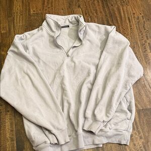Brandy Melville Light Gray Zip-Up Sweater